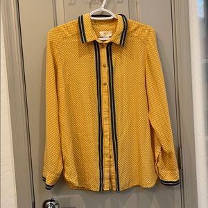 Maeve by anthropology yellow polkadot blouse